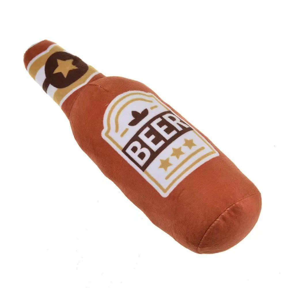Squeaky Beer Bottle Shape Plush Toy