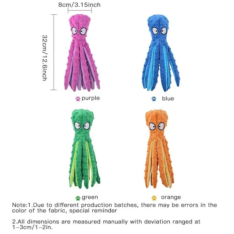 Plush Octopus Squeaky Dog Toy