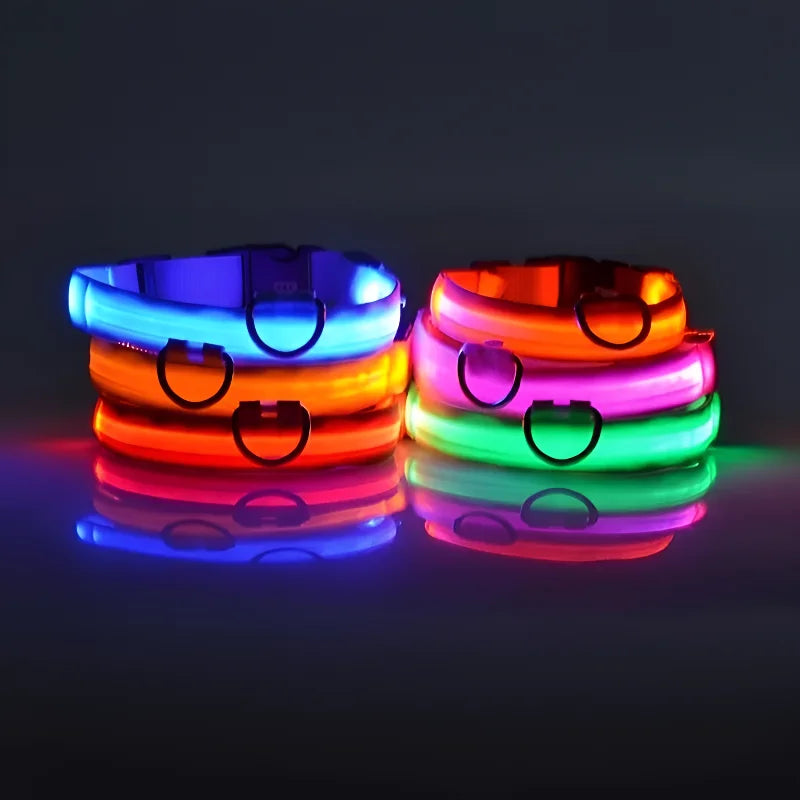 LED Dog Collar – Nylon, Glow-in-the-Dark Night Safety Collar