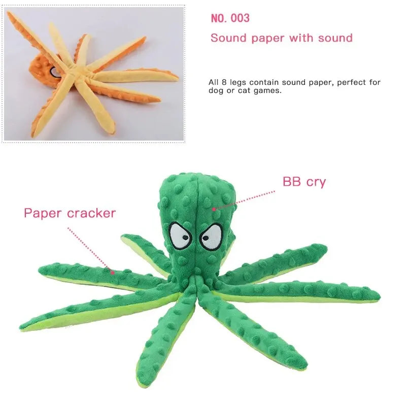 Plush Octopus Squeaky Dog Toy